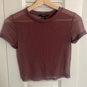 Forever 21 sheer crop top, wine colored